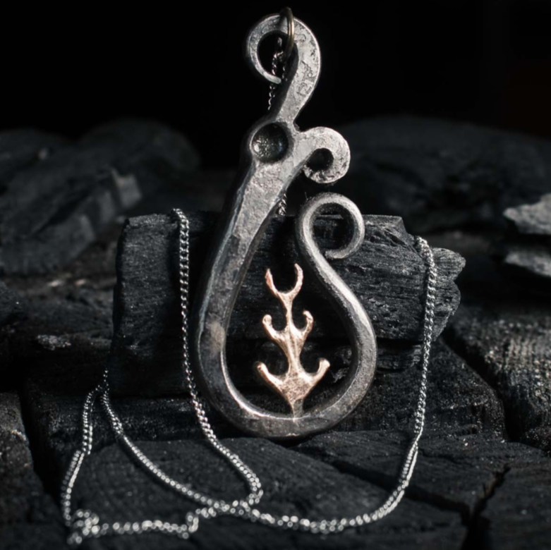 forged jormungandr pendant with yggdrasil