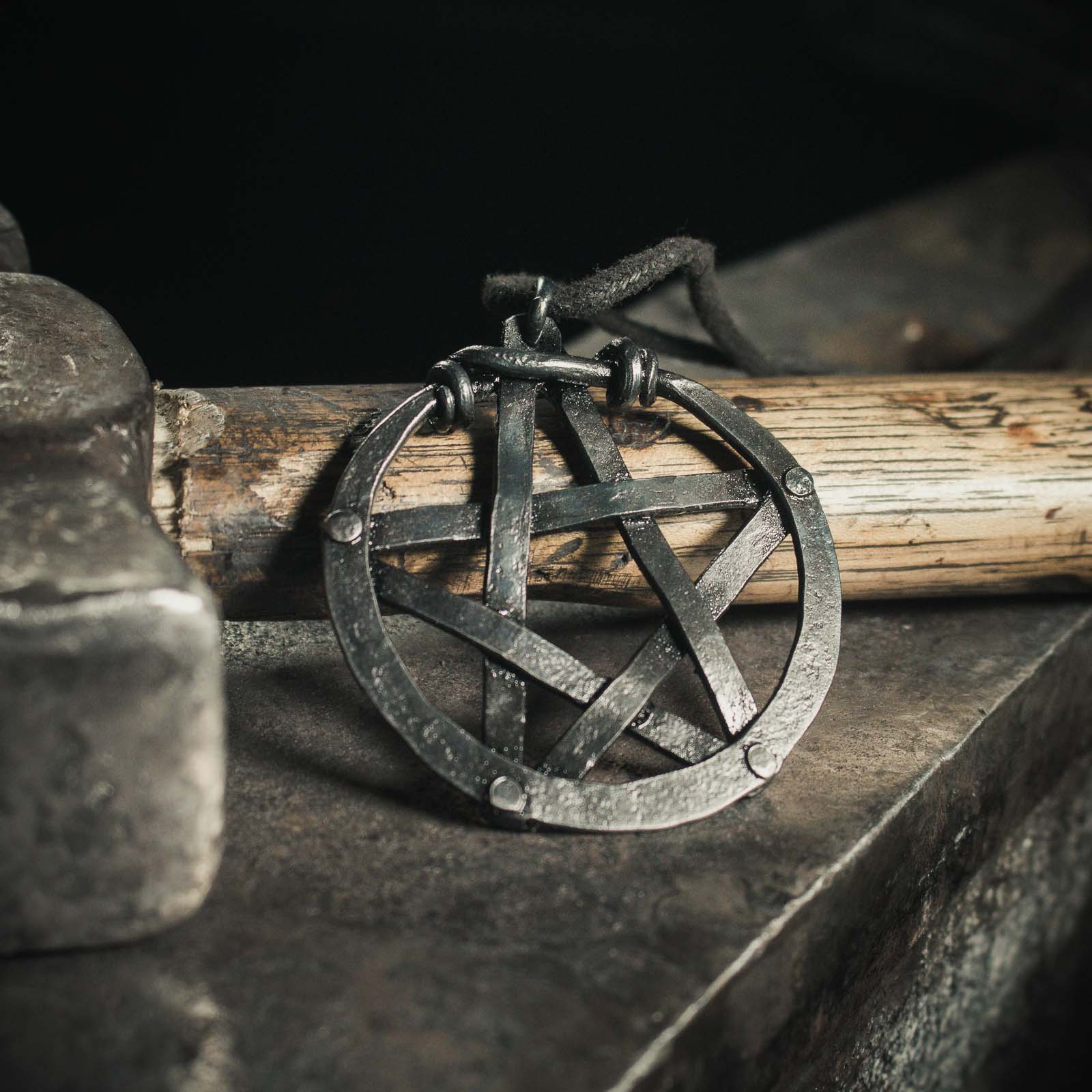 wiccan pentacle and pentagram in iron