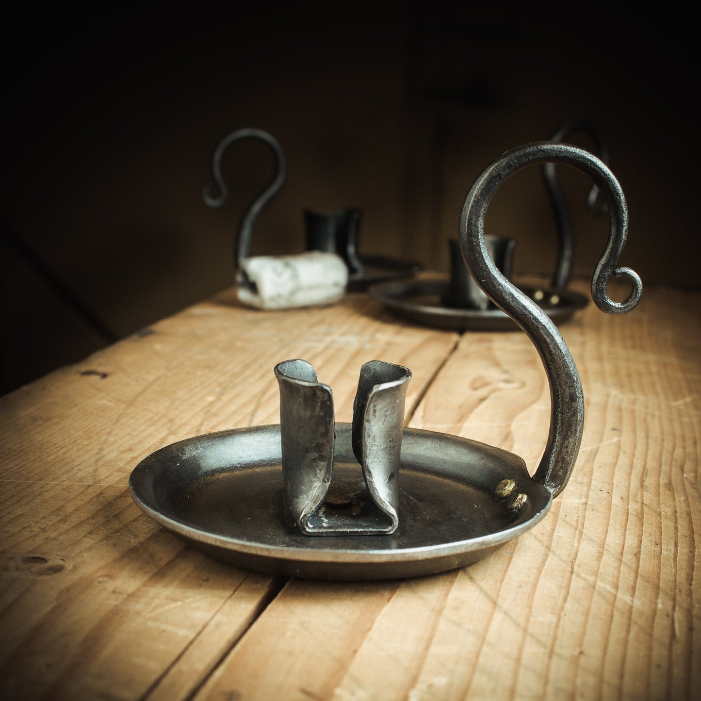 Forged iron candle holder