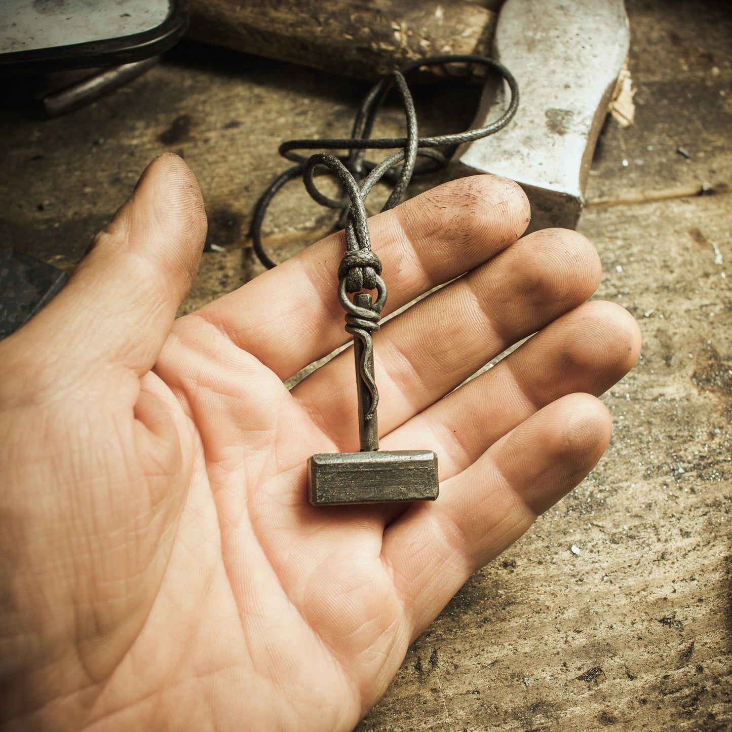 Forged Mjolnir pendant (decorative loop)
