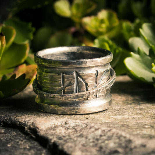 Hammered silver ring