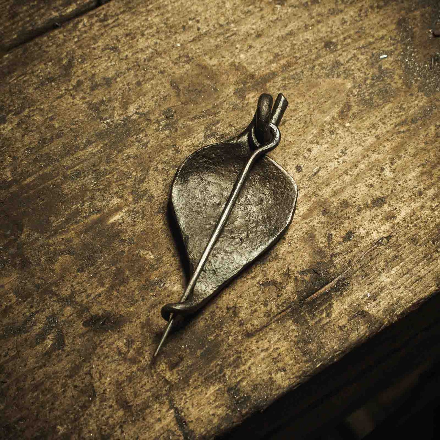 forged leaf brooch