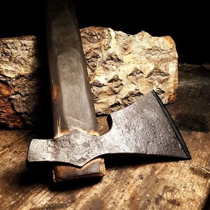 a photo of an authentic viking axe