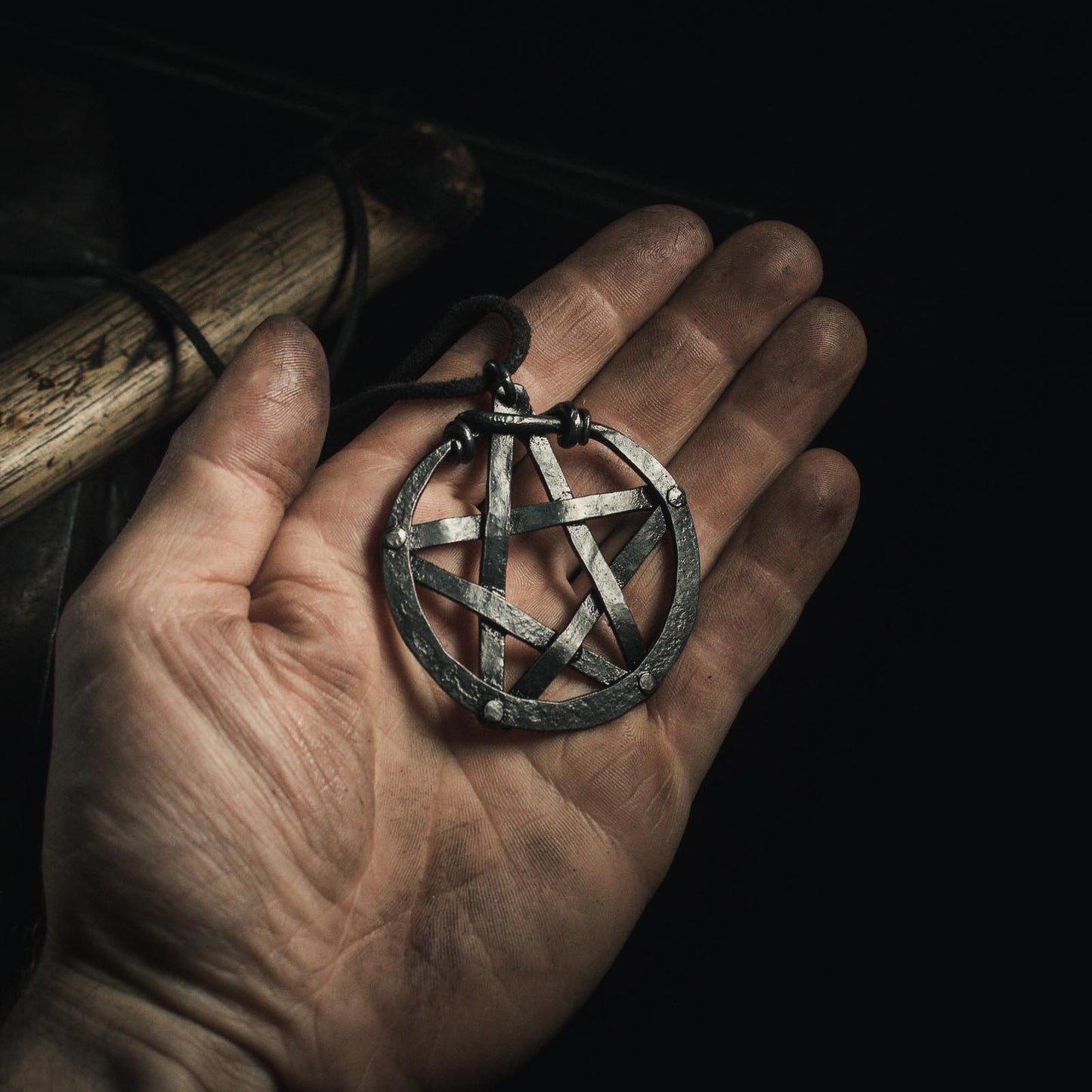 wiccan pentacle and pentagram in iron