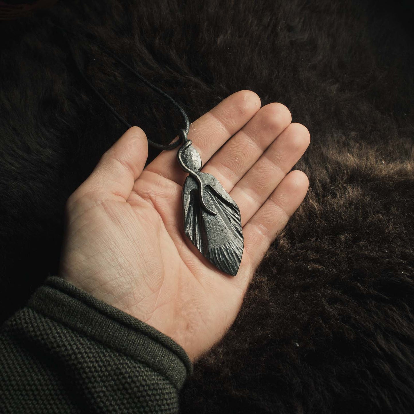 Goddess Freya with falcon cape pendant