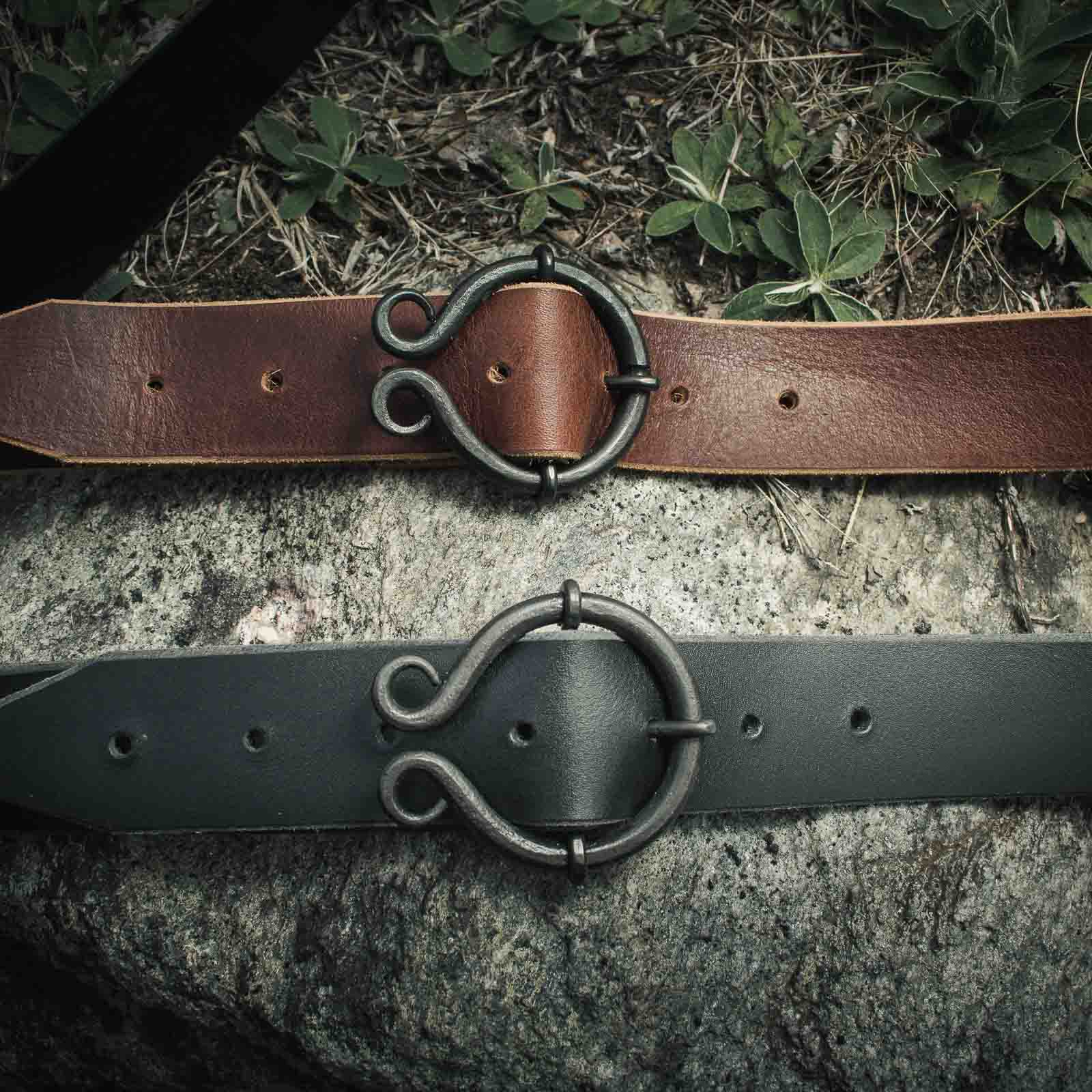 Handmade Leather belt (black or brown) with forged iron buckle – Lufolk